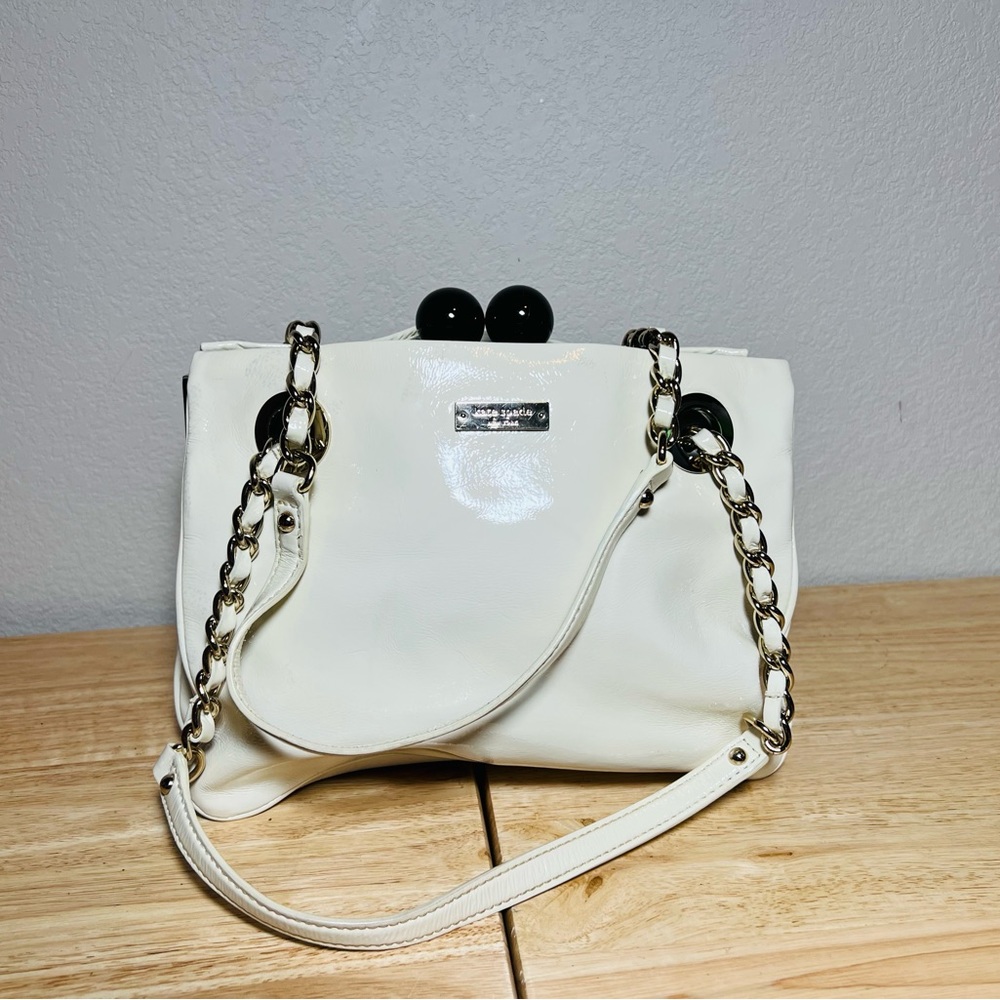 Kate spade New York patent leather handbag white cream